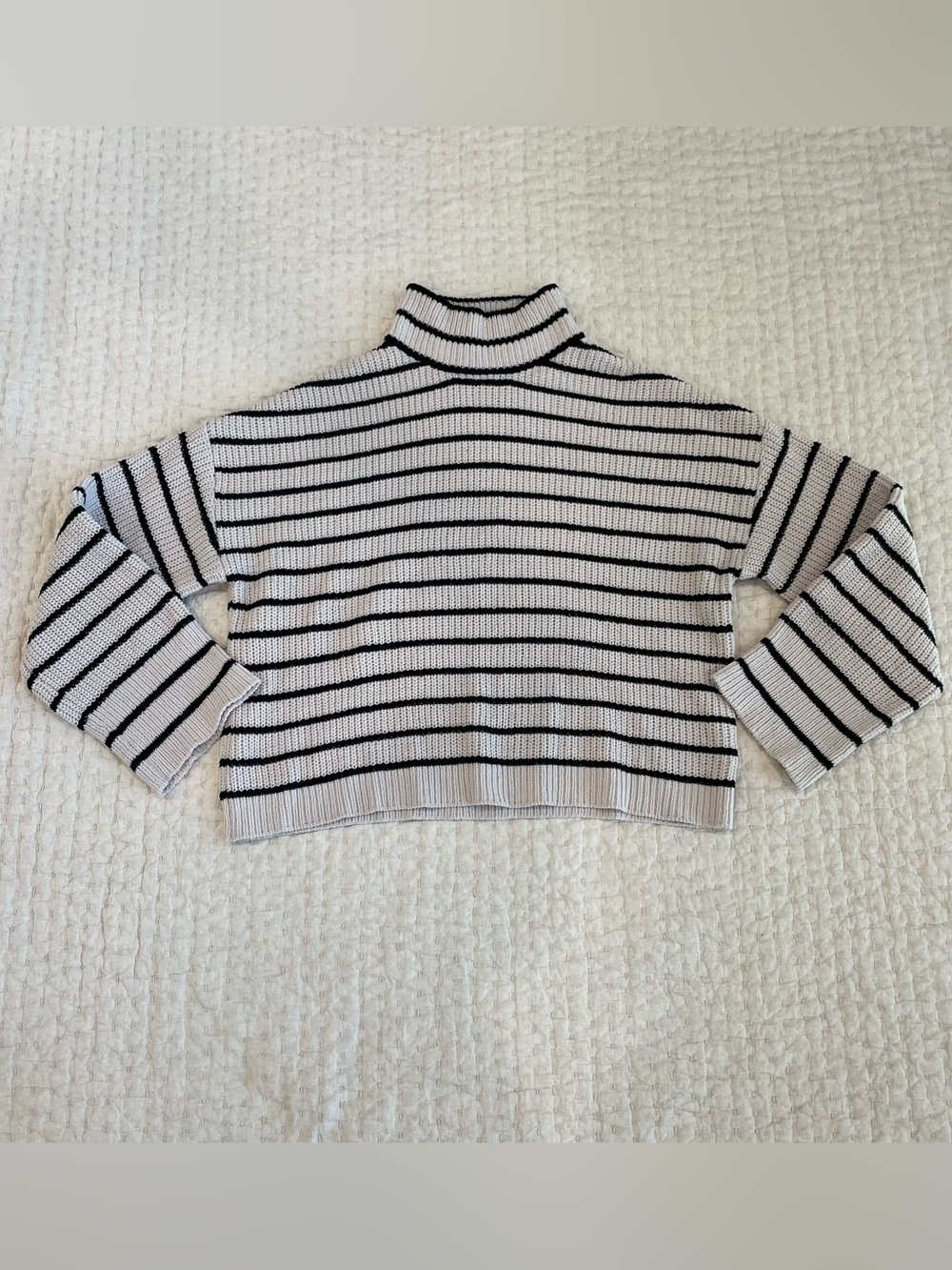 Sanctuary Black and White Striped Turtleneck Sweater